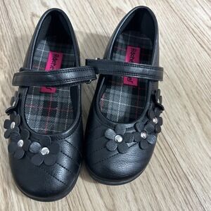 Rachel Shoes Taelynn Mary Jane Kids 13M Black Floral Dress Flats